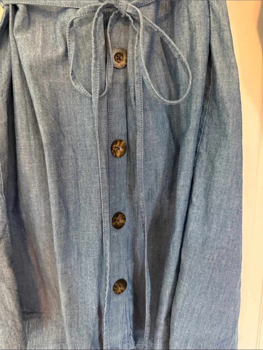 J. Crew Chambray Tie Sleeve Button Front Shirt dress